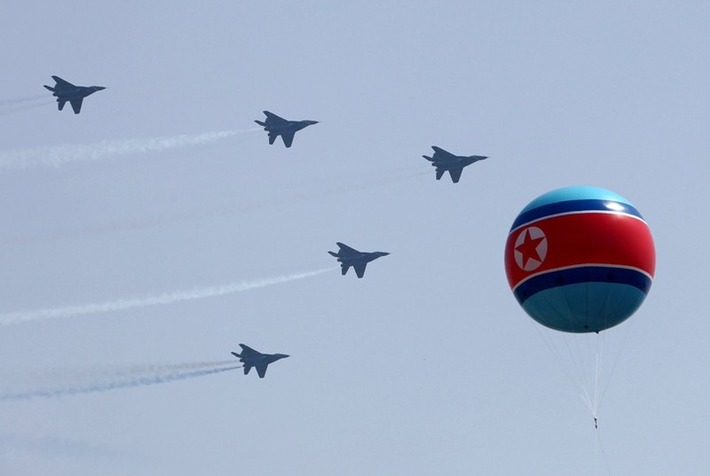 Máy bay chiến đấu MiG-29 Triều Tiên trong Lễ duyệt binh ở Bình Nhưỡng ngày 15/4/2012 (ảnh tư liệu)