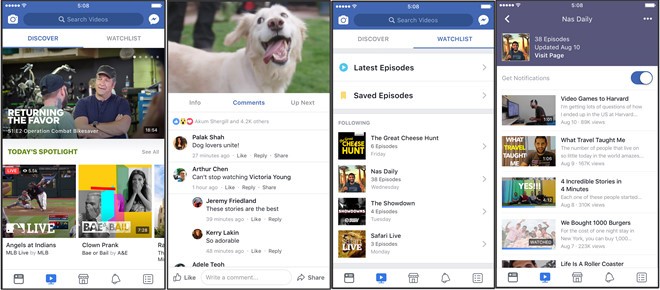 Những cái nhìn đầu tiên về Watch do Facebook cung cấp.
