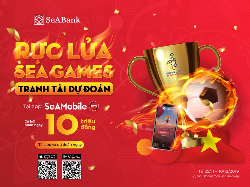  Từ 25/11 - 10/12/2019, SeABank triển khai chương trình minigame siêu hấp dẫn “Rực lửa SEA Games – Tranh tài dự đoán”.