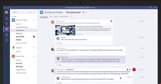 Microsoft Teams được xây dựng dựa trên bốn tính năng chủ chốt.