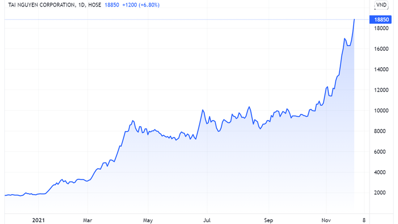 Cổ phiếu TNT tăng gấp 10 lần kể từ đầu năm 2021 (Nguồn: Tradingview)