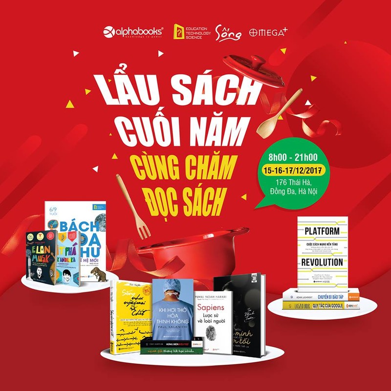 Việc gọi một chương trình Hội sách là "Lẩu sách" và định hướng tiếp cận khách hàng kiểu "bán sách theo cân" đã bị sự phản ứng quyết liệt của cộng đồng. Hình minh họa: poster do Alpha Books công bố.