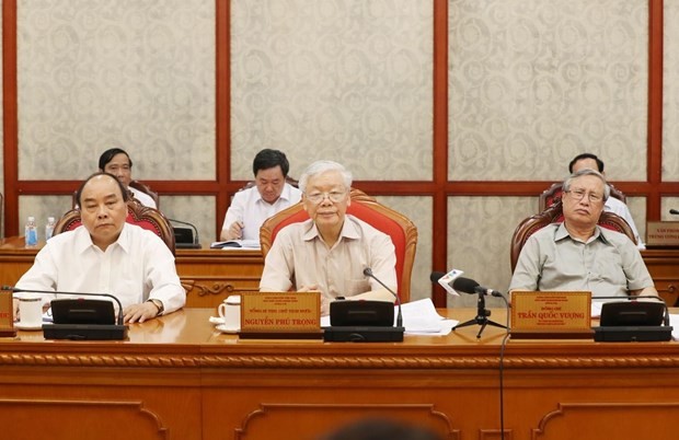 Tổng Bí thư, Chủ tịch nước Nguyễn Phú Trọng chủ trì cuộc họp của Bộ Chính trị. 