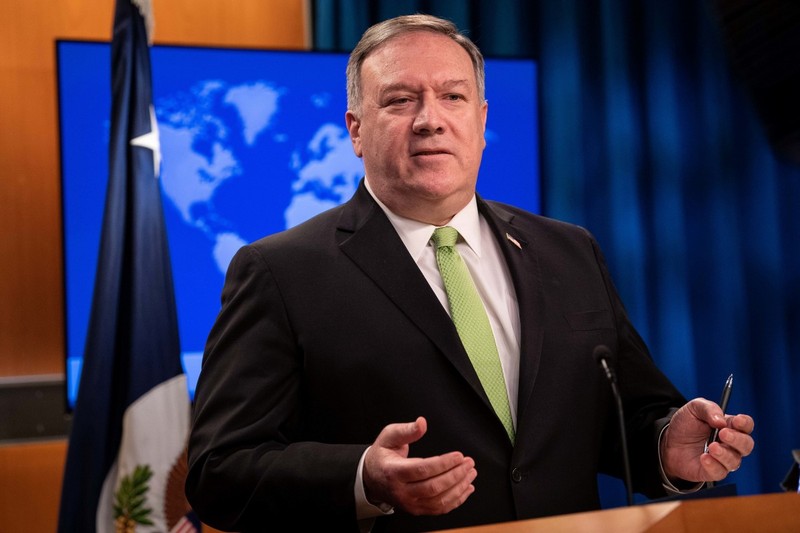 Ngoại trưởng Mỹ Mike Pompeo phát biểu tại Bộ Ngoại giao hôm 20/5 (Ảnh: Reuters)