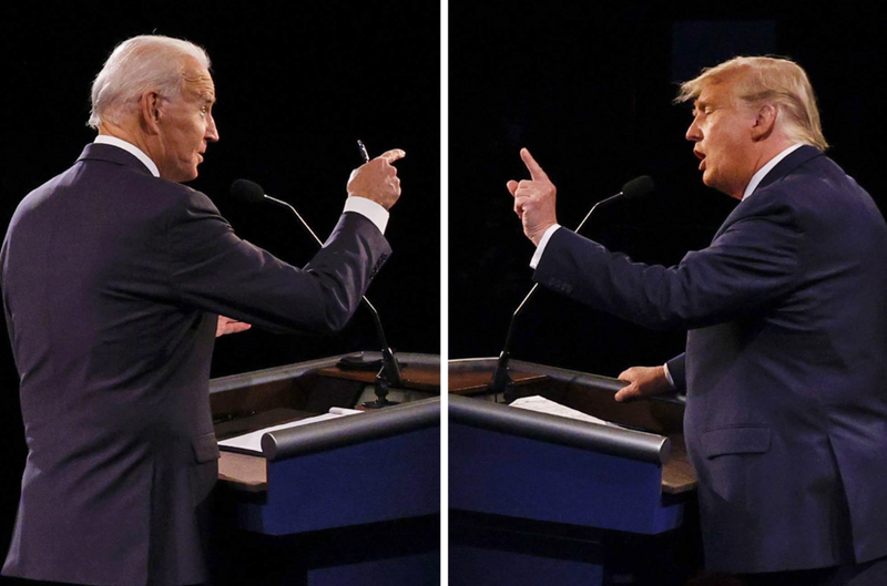 Hai ứng viên Joe Biden và Donald Trump trong cuộc tranh luận tối 27/6 (Ảnh: USA Today)