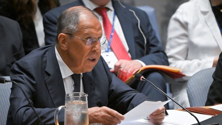 Ngoại trưởng Nga Sergey Lavrov phát biểu tại cuộc họp của Hội đồng Bảo an Liên hợp quốc ngày 16/7 (Ảnh: Sputnik)