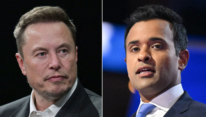 Hai nhân vật được ông Donald Trump lựa chọn là tỷ phú Elon Musk và ông Vivek Ramaswamy (Ảnh: GEtty)