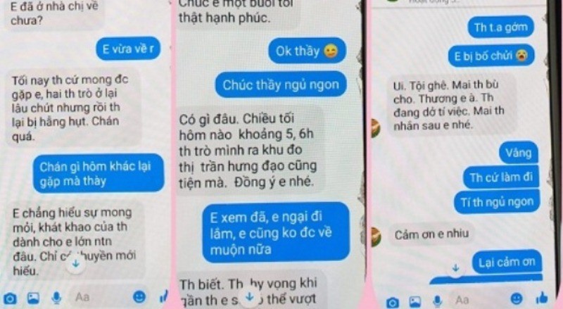 Tin nhắn được cho là "gạ tình" của thầy giáo với nữ sinh M.