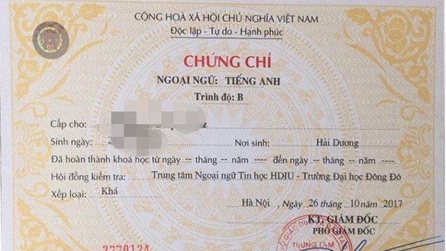 Chứng chỉ ngoại ngữ