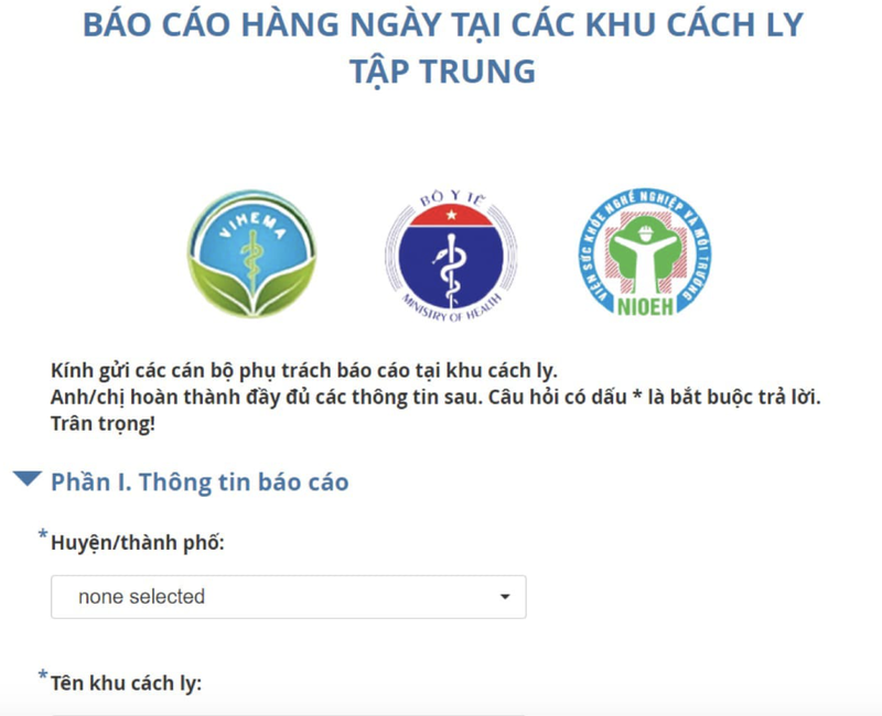 Phiếu báo cáo hàng ngày tại các khu cách ly tập trung (Ảnh - BYT) 