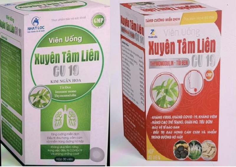 Thực phẩm bảo vệ sức khỏe viên uống Xuyên Tâm Liên giả mạo (Ảnh - Cục ATTP) 