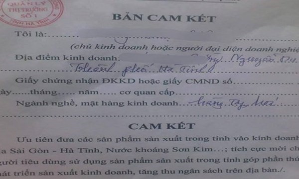 Hình ảnh về một bản cam kết đưa bia Sài Gòn vào kinh doanh