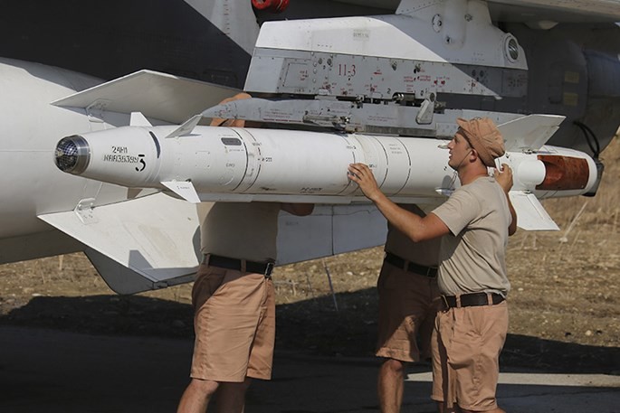 Tên lửa Kh-29L chuyên phá hầm ngầm của Nga, sử dụng tại Syria - Ảnh: Bộ Quốc phòng Nga