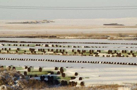 Bãi chứa các đường ống cho dự án xây dựng Keystone XL. Ảnh: Reuters