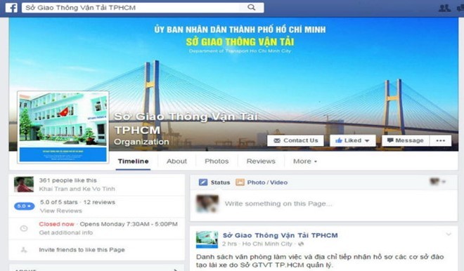 Trang Facebook của Sở GT-VT TP HCM.