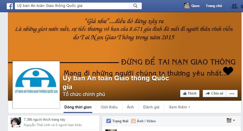 Facebook của Ủy ban An toàn Giao thông Quốc gia