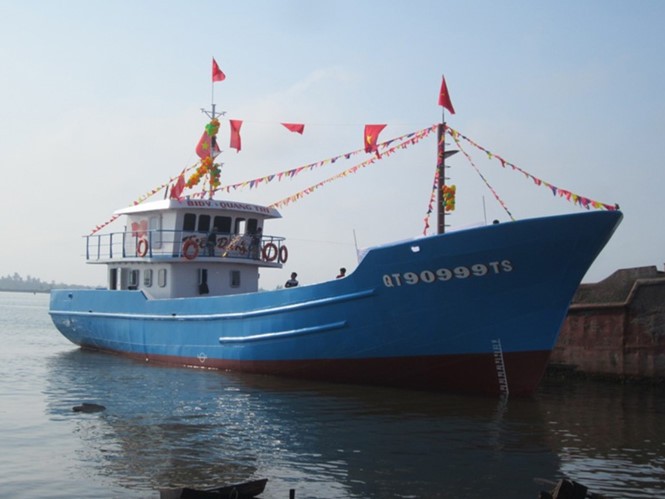 Tàu vỏ thép được đóng từ vốn Nghị định 67 và được hạ thủy vào tháng 3.2016 - Ảnh: Nguyễn Phúc