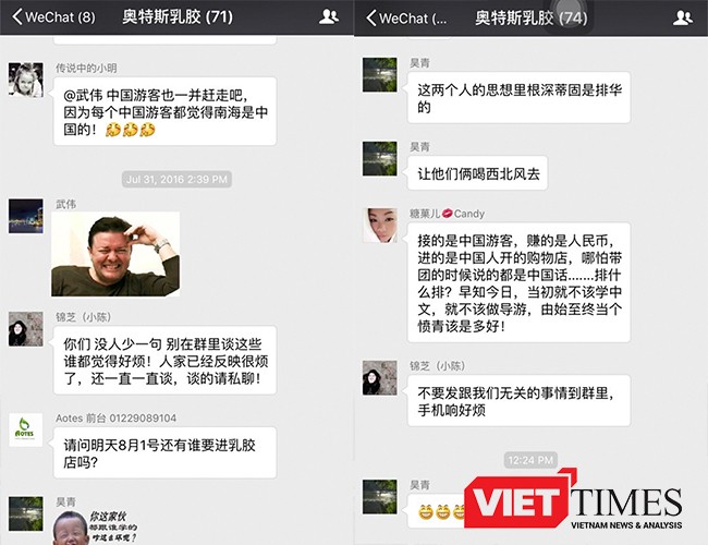 Tin nhắn trò chuyện của các hướng dẫn viên Trung Quốc hoạt động chui tại Đà Nẵng bị tố là xuyên tạc thông tin du lịch, lịch sử Việt Nam