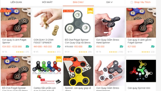 Spinner giá rẻ bán tràn lan trên mạng.