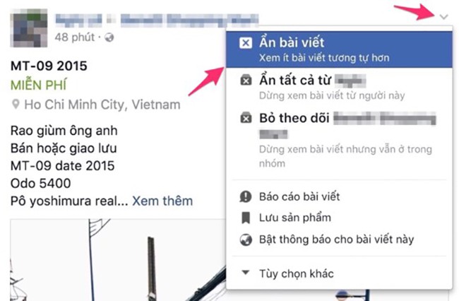 Cách ẩn các bài viết phiền toái trên Facebook ảnh 1