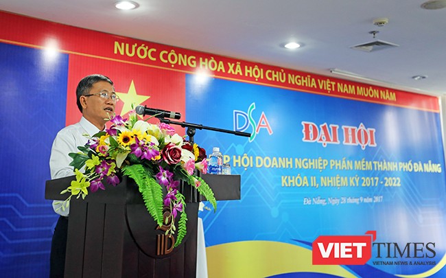 Đà Nẵng tổ chức Đại hội Hiệp hội doanh nghiệp phần mềm khóa II ảnh 1 Ông Nguyễn Quang Thanh, Giám đốc Sở TT-TT TP Đà Nẵng, Chủ tịch Hiệp hội doanh nghiệp phần mềm Đà Nẵng phát biểu tại Đại hội