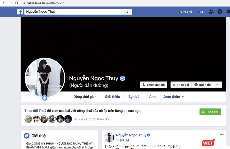 Ảnh chụp màn hình tài khoản facebook cá nhân mang tên “Nguyễn Ngọc Thúy” đã có hành vi kỳ thị người Đà Nẵng