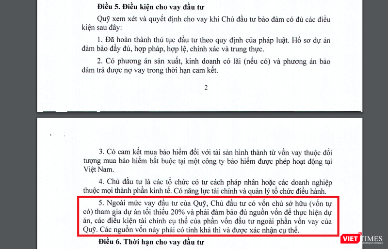 Khoản 5, Điều 5 Điều 5, Quy chế cho vay đầu tư của Quỹ đầu tư phát triển tỉnh Bắc Giang về điều kiện vay vốn.