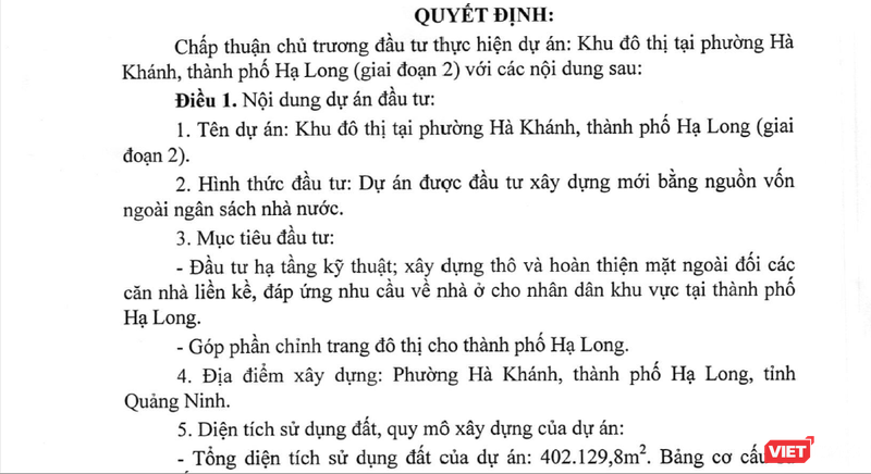 Tỉnh Quảng Ninh vừa chấp thuận chủ trương đầu tư Khu đô thị phường Hà Khánh (giai đoạn 2), TP Hạ Long.