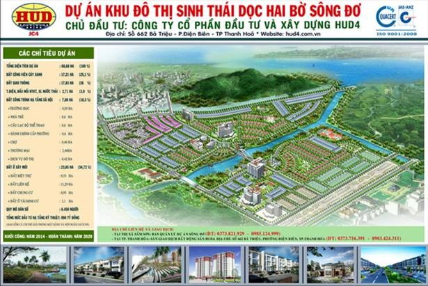 Quy hoạch tổng quan dự án khu đô thị sinh thái dọc hai bờ sông Đơ tổng diện tích hơn 67ha/ Ảnh: hud4.vn