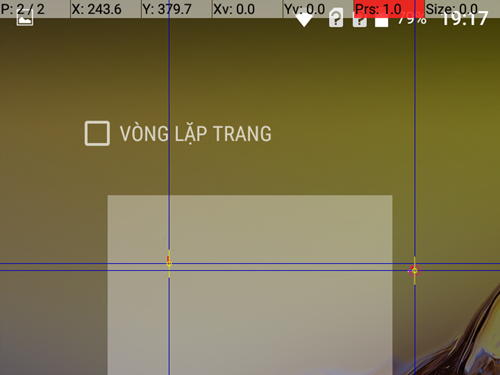 Chỉ số prs cho thấy màn hình cảm ứng của Aqua Lions 3G S cũng cần ít nhiều lực tác động khi tương tác.