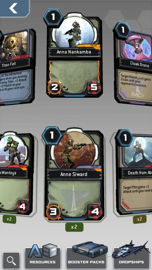 Màn hình chọn thẻ bài trong Titanfall: Frontline trên di động. Màn hình chọn thẻ bài trong Titanfall: Frontline trên di động.