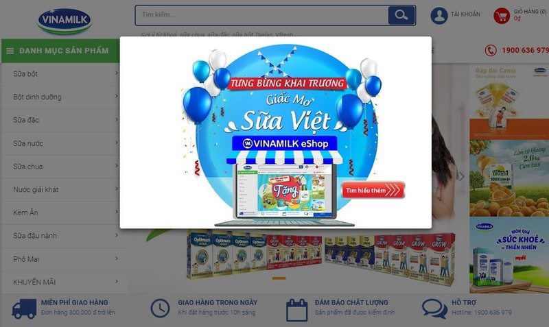 Vinamilk ra mắt website thương mại điện tử Giấc mơ sữa Việt