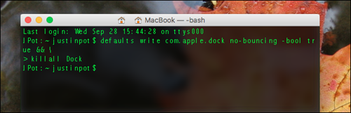 Nhập câu lệnh kích hoạt tính năng ẩn vào cửa sổ dòng lệnh Terminal. Nhập câu lệnh kích hoạt tính năng ẩn vào cửa sổ dòng lệnh Terminal.