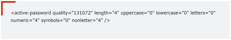 Cách thức mã hóa mật khẩu được lưu trong tập tin device_polices.xml. Cách thức mã hóa mật khẩu được lưu trong tập tin device_polices.xml.