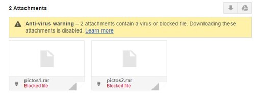 Những file dữ liệu quan trọng bị virus xâm nhập được nhận diện bởi Gmail. Những file dữ liệu quan trọng bị virus xâm nhập được nhận diện bởi Gmail.
