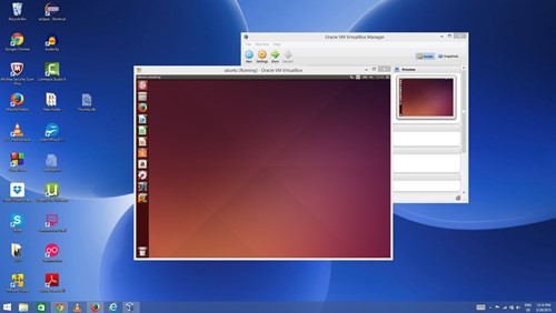 Máy ảo Ubuntu đang chạy trên máy thật Windows. Máy ảo Ubuntu đang chạy trên máy thật Windows.