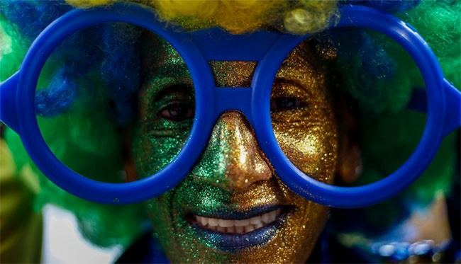 Những người ủng hộ Brazil tập hợp để xem trận đấu tại một sự kiện công khai ở Sao Paulo, Brazil.