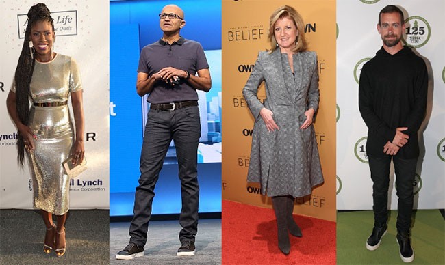 Từ trái sang phải: Bozoma Saint John, Satya Nadella, Arianna Huffington và Jack Dorsey.