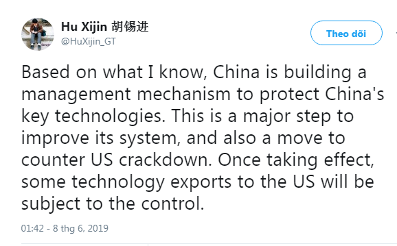 Bài đăng của Tổng biên tập Thời báo Hoàn cầu Trung Quốc trên Twitter. Bài đăng của Tổng biên tập Thời báo Hoàn cầu trên Twitter.