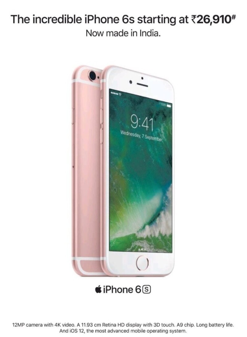 Quảng cáo iPhone 6s được sản xuất tại Ấn Độ của Apple. Ảnh: PhoneArena Ảnh: PhoneArena