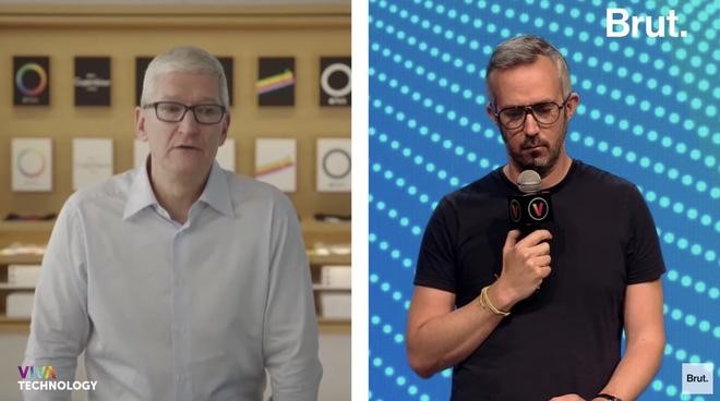Tim Cook trong cuộc phỏng vấn tại hội nghị VivaTech ở châu Âu. Tim Cook trong cuộc phỏng vấn tại hội nghị VivaTech ở châu Âu.