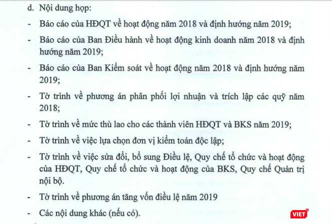 Một số báo cáo, tờ trình sẽ được trình cổ đông thông qua tại cuộc họp ĐHĐCĐ thương niên năm 2019 của Vietcombank (Nguồn: VCB) Một số báo cáo, tờ trình sẽ được trình cổ đông thông qua tại cuộc họp ĐHĐCĐ thương niên năm 2019 của Vietcombank (Nguồn: VCB)