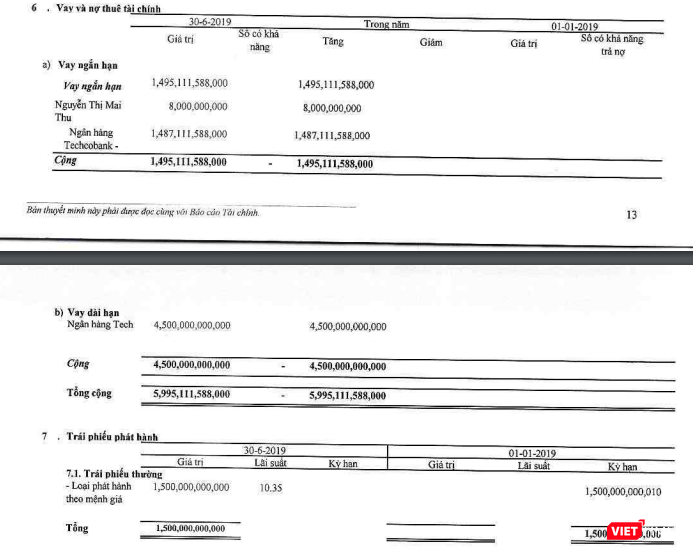 Nguồn vốn nhà băng mà NewCo nhận được trong nửa đầu năm 2019 (Nguồn: BCTC riêng 6 tháng 2019 của NewCo) Nguồn vốn nhà băng mà NewCo nhận được trong nửa đầu năm 2019 (Nguồn: BCTC riêng 6 tháng 2019 của NewCo)
