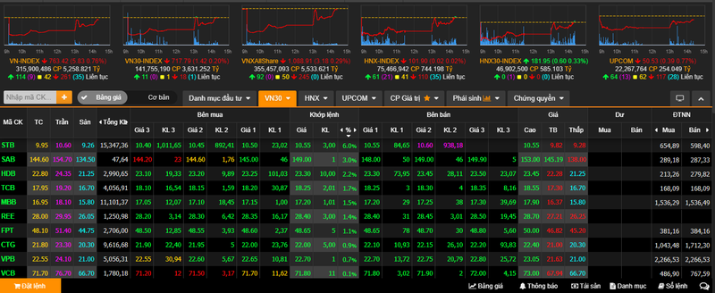 Sắp xanh trở lại với nhiều cổ phiếu vốn hóa lớn (Ảnh chụp màn hình - Nguồn: VNDS)