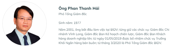 Phó TGĐ BIDV Phan Thanh Hải (Nguồn: BIDV) Phó TGĐ BIDV Phan Thanh Hải (Nguồn: BIDV)