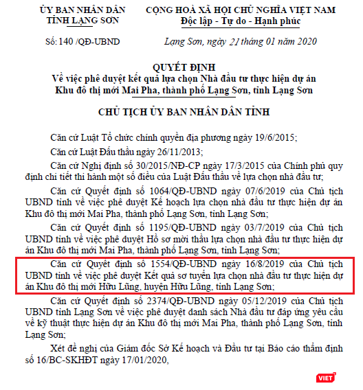 Quyết định số 140/QĐ-UBND phê duyệt Liên danh Hà Sơn - Hải Phát Invest làm chủ đầu tư dự án