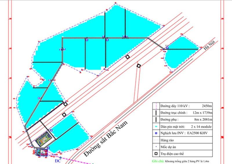 Mặt bằng tổng thế dự án năng lượng mặt trời VSP Bình Thuận II (Nguồn: Internet)