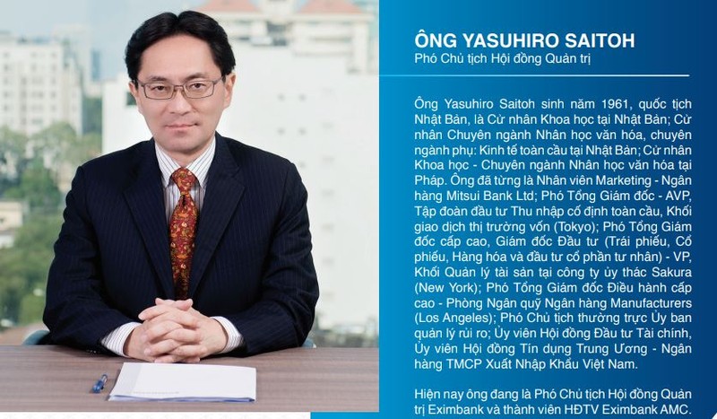 Phần giới thiệu về ông Yasuhiro Saitoh trong báo cáo thường niên của Eximbank (Nguồn: EIB)