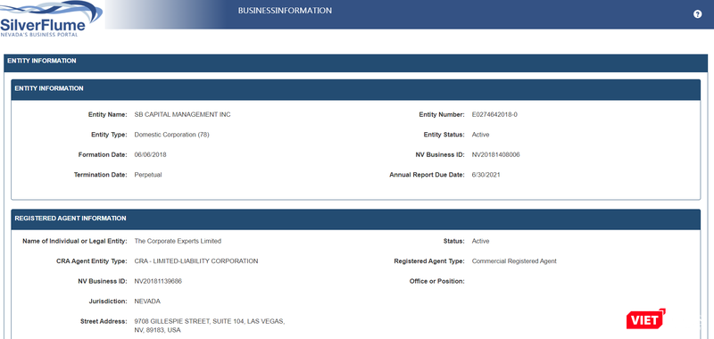 Tra cứu thông tin về SB Capital Management INC theo các dữ liệu được công bố tại buổi lễ ký của Newlife Group