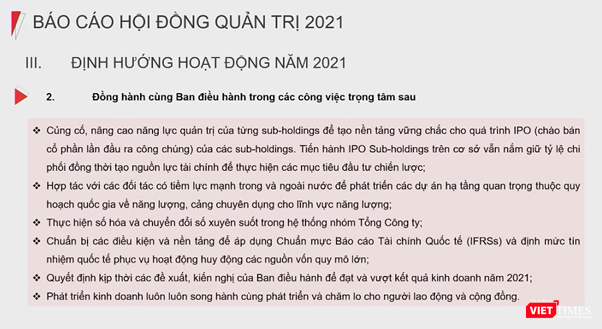 Một số định hướng hoạt động năm 2021 của HĐQT Gelex (Ảnh chụp màn hình)